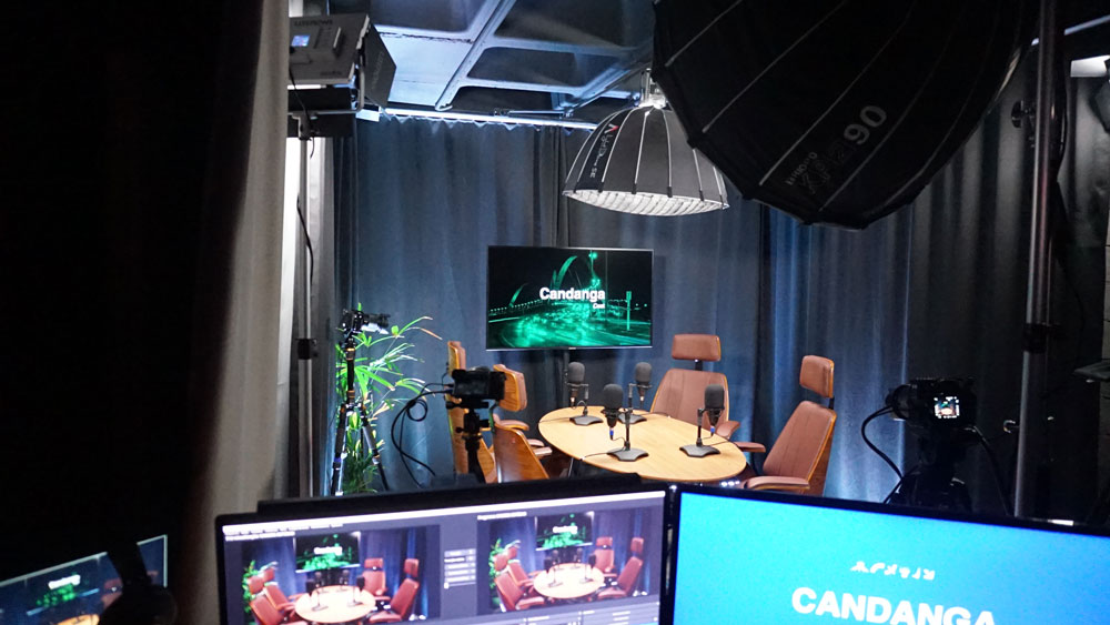 Gravação de podcast no estúdio Candanga Criativa Brasília